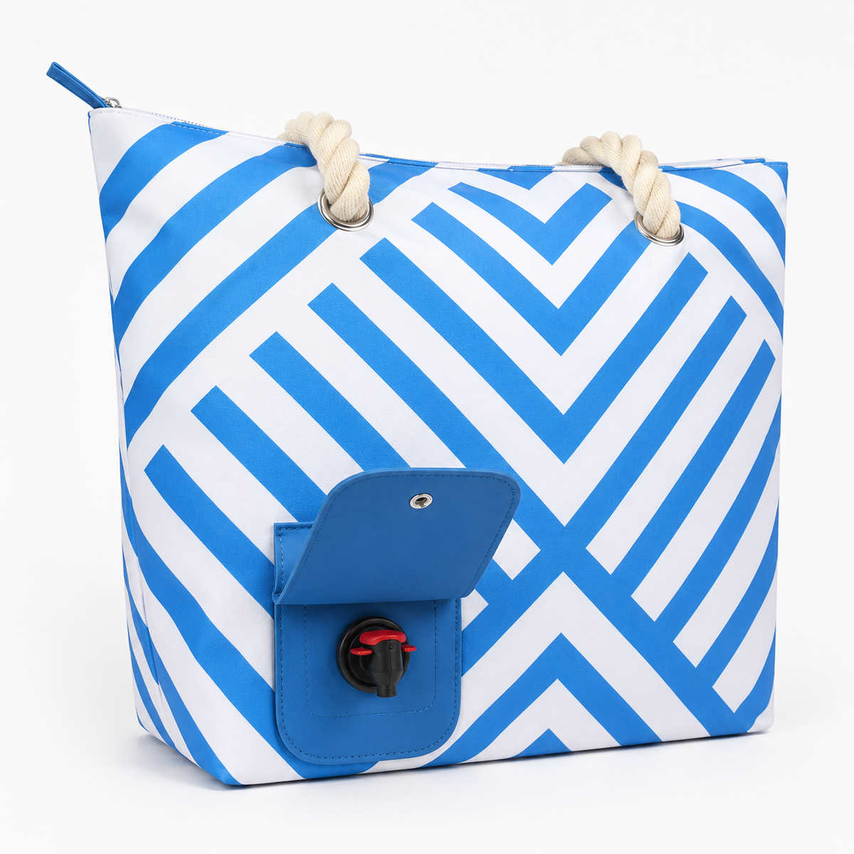 Insulated Beach Tote with Hidden Drink Dispenser – Leakproof 1.5L Spout Bag