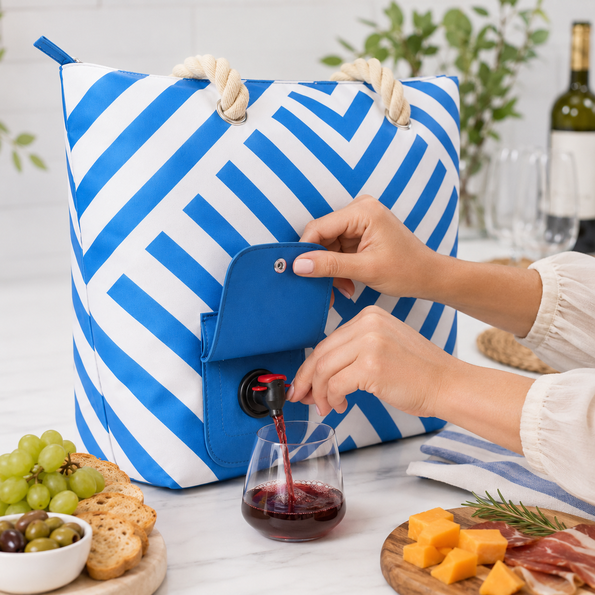 Insulated Beach Tote with Hidden Drink Dispenser – Leakproof 1.5L Spout Bag