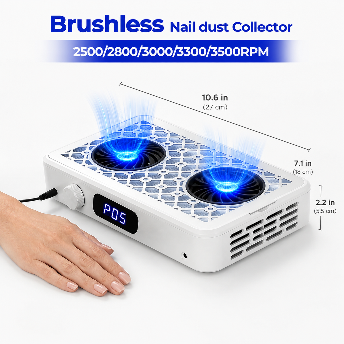 Brushless Nail Dust Collector — Twin Turbo 60W