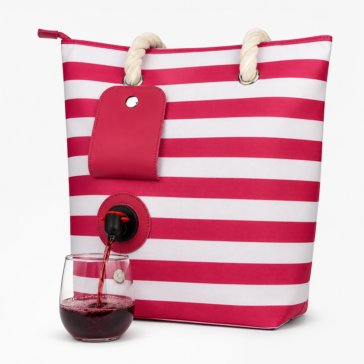 Insulated Beach Tote with Hidden Drink Dispenser – Leakproof 1.5L Spout Bag