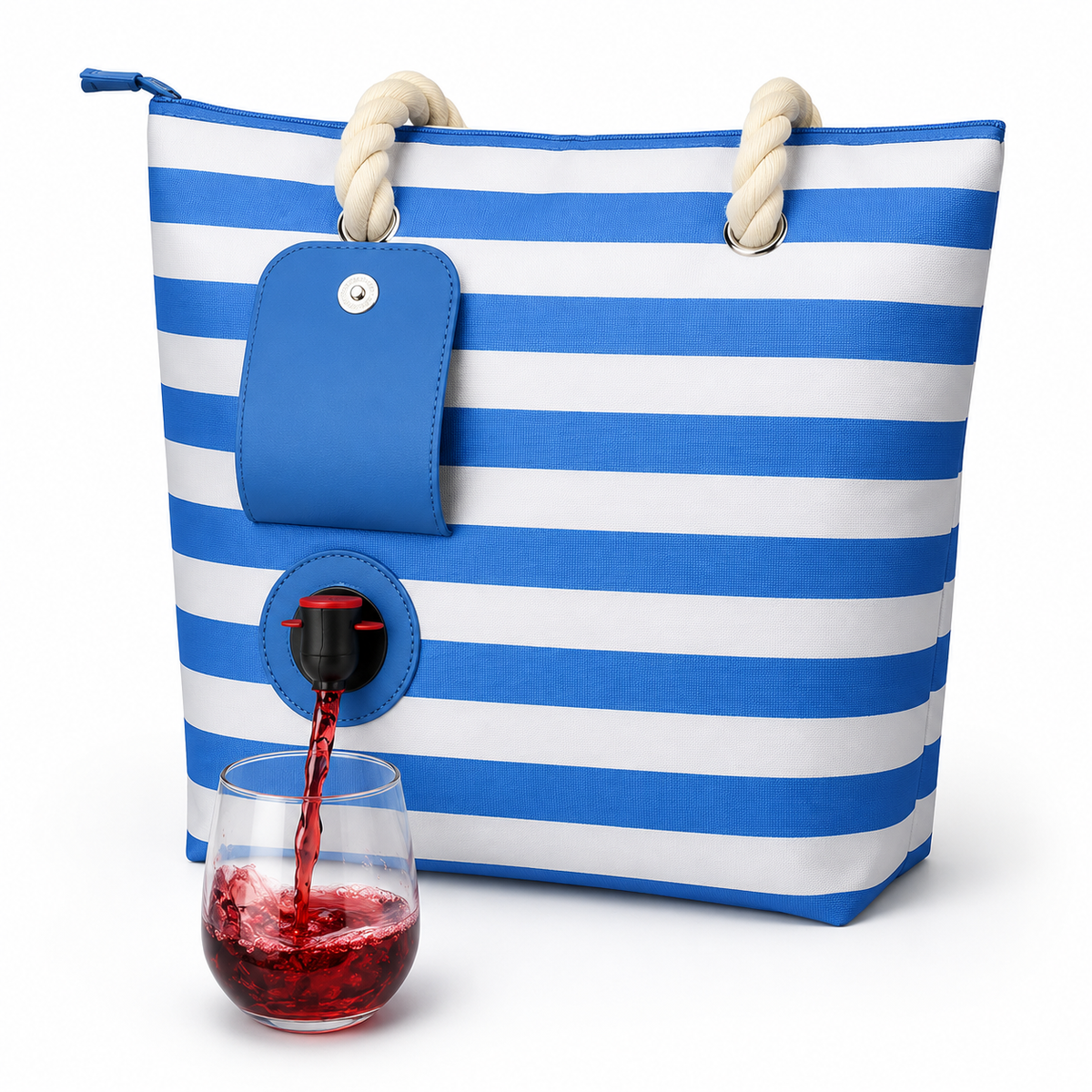 Insulated Beach Tote with Hidden Drink Dispenser – Leakproof 1.5L Spout Bag