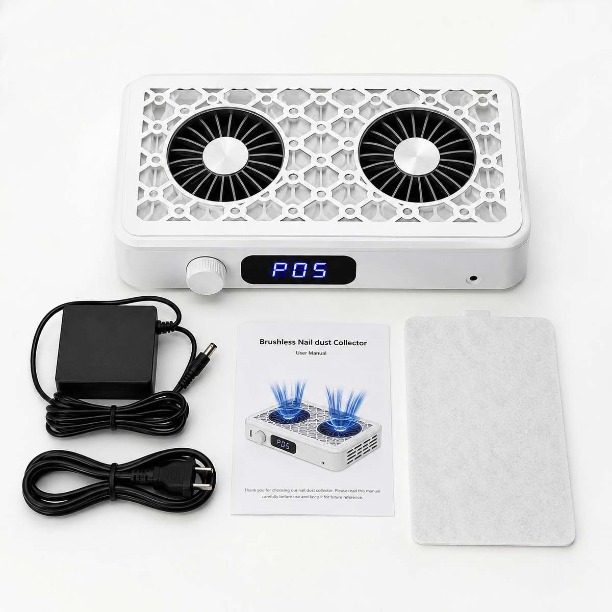 Brushless Nail Dust Collector — Twin Turbo 60W