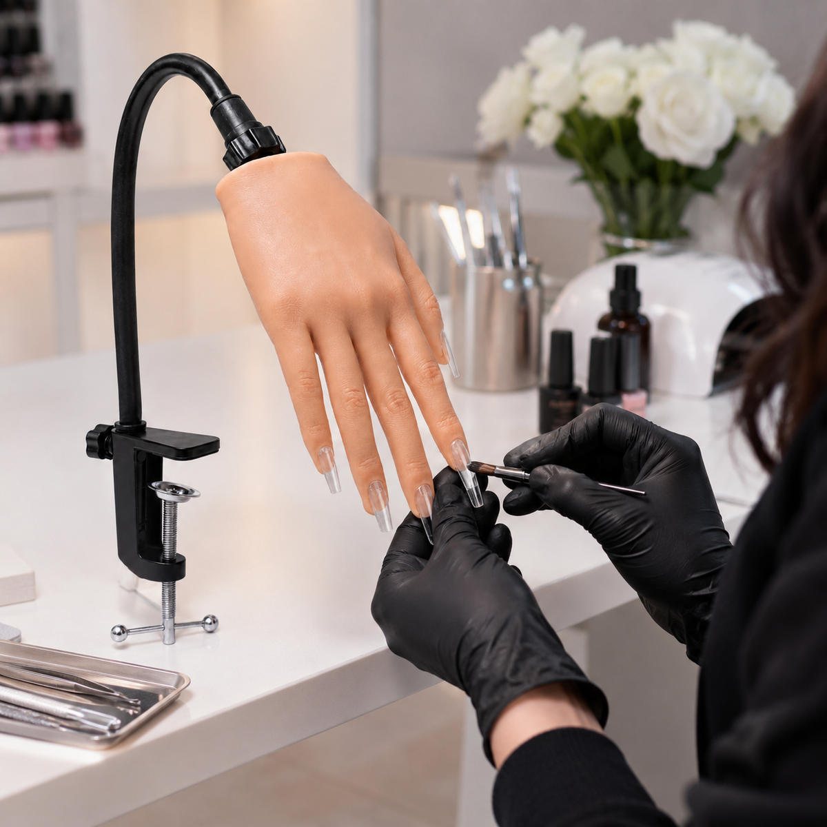 Flexible Silicone Practice Hand — Nail Training Kit