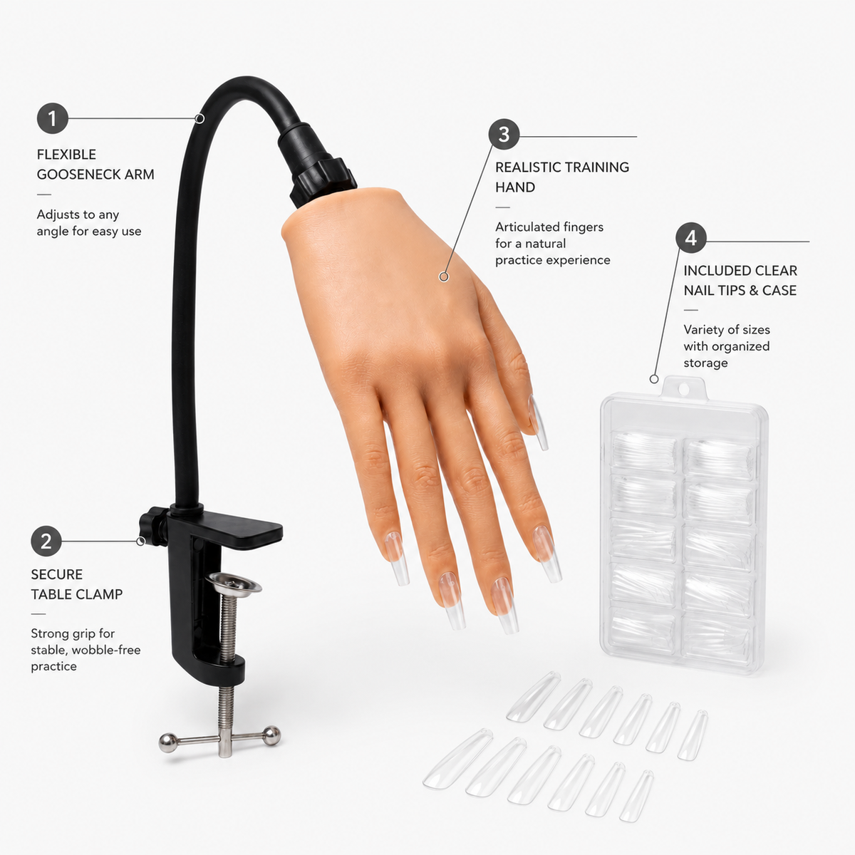Flexible Silicone Practice Hand — Nail Training Kit