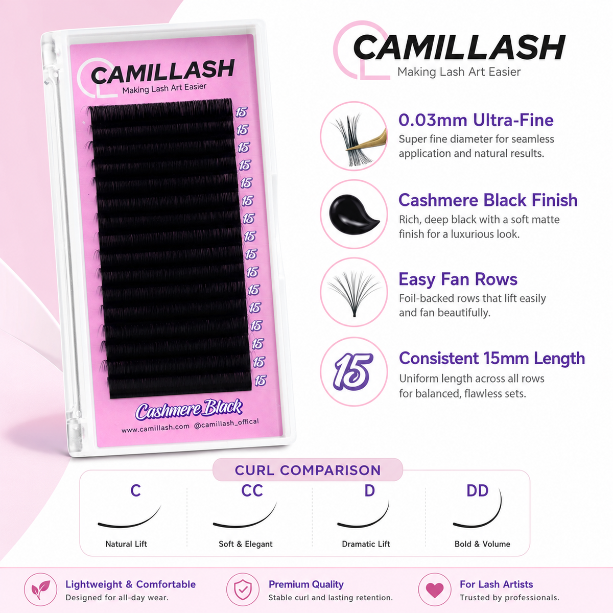 Cashmere Volume Lash Trays — 16 Rows (0.03–0.07)