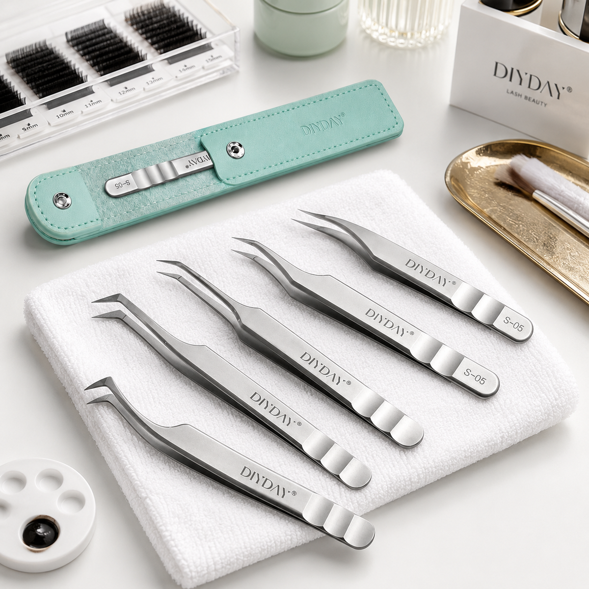 Pro Fiber-Tip Lash Tweezers — Technique Set